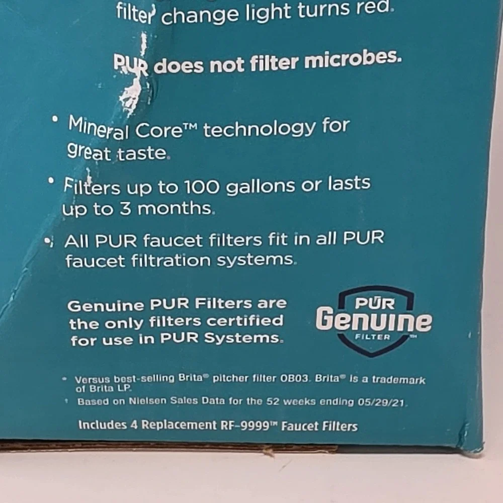 New! PUR Plus RF-9999 Faucet Water Filter Replacement 4 Pack ~ Mineral Core